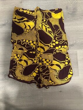 Totem Yellow & Maroon Printed Romper